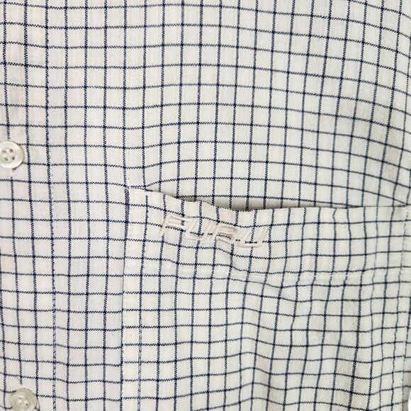 Vtg FUBU Shirt Mens Large Cream Blue Check Short Sleeve Button Front Top - Picture 4 of 8